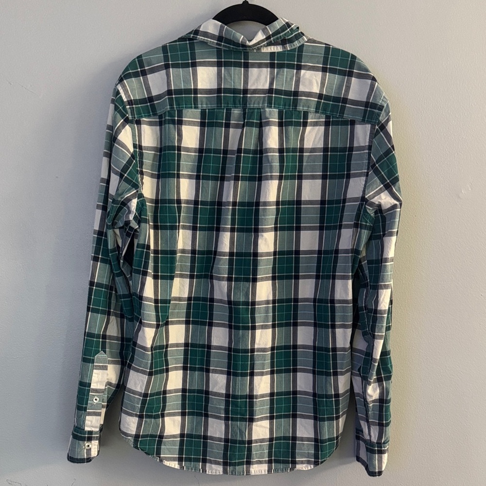 American Eagle Green, Blue and White Plaid Shirt - Picture 4 of 5